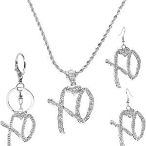 Y2K Jewelry Set with XO Necklace Earrings and Keychain Fashion Statement